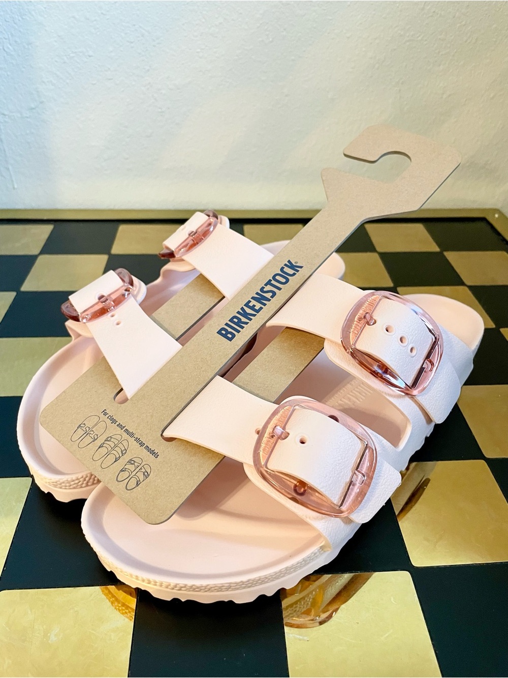 Birkenstock Arizona EVA Sandals - Light Pink with Rose Buckles US 8-8.5 EU 39